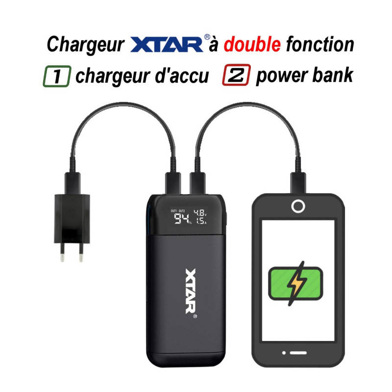 Chargeur d'accus PB2S Power Bank - XTAR